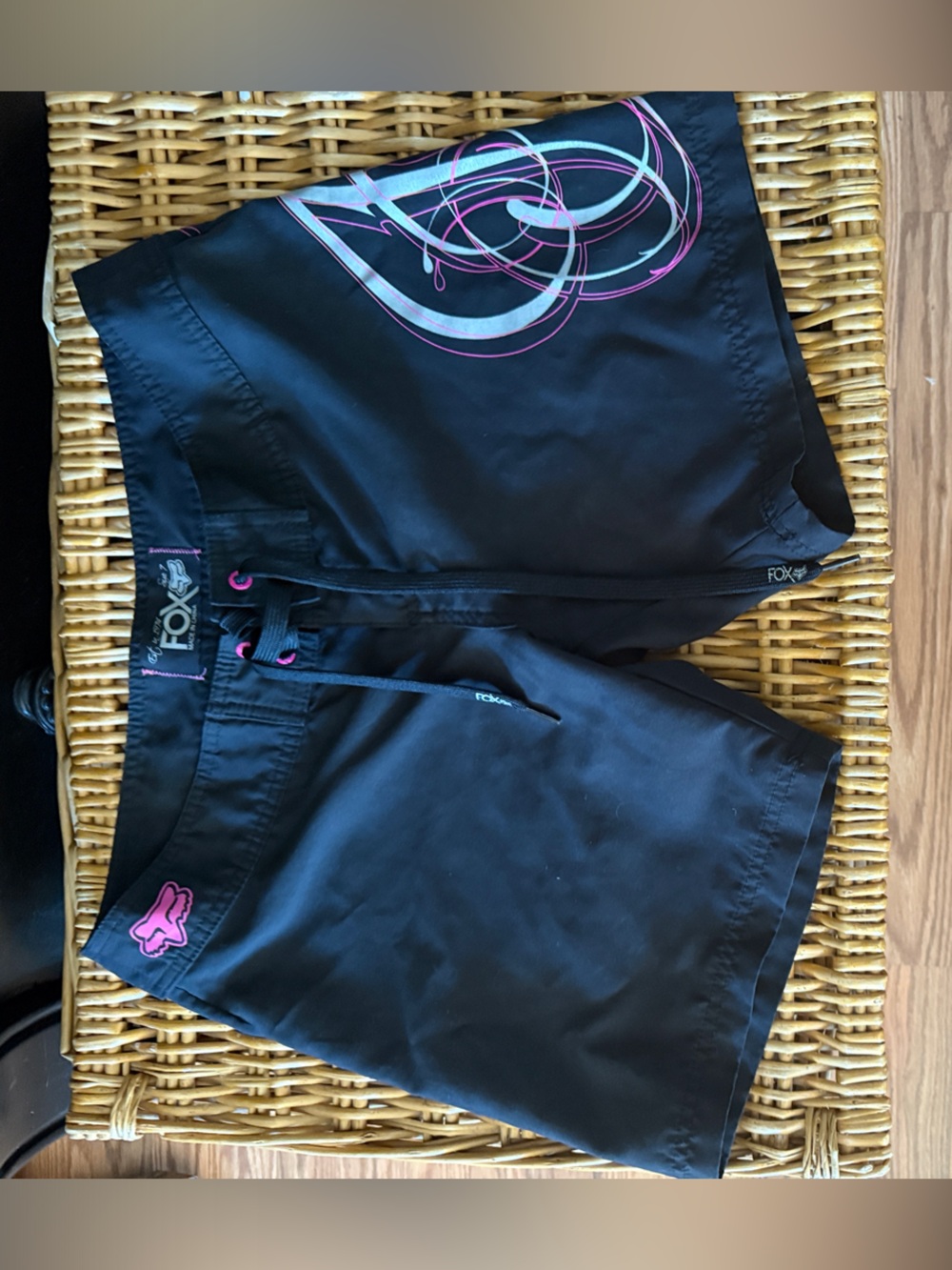 Fox Black Women's Swim Shorts with Pink Accent - Picture 1 of 2